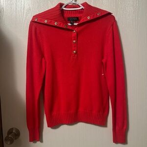 NWOT Lauren Ralph Lauren Orange Pullover Snap Button Collar Sweater Size